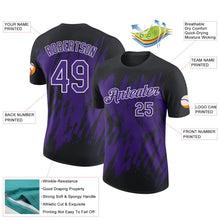 Laden Sie das Bild in den Galerie-Viewer, Uksn Individuelles Schwarz Violett-Weiß Zerrissen Scharfer Pinselstrich Spritzer Funktions-T-Shirt

