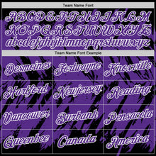 Laden Sie das Bild in den Galerie-Viewer, Uksn Individuelles Schwarz Violett-Weiß Zerrissen Scharfer Pinselstrich Spritzer Funktions-T-Shirt
