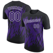 Laden Sie das Bild in den Galerie-Viewer, Uksn Individuelles Schwarz Violett-Weiß Zerrissen Scharfer Pinselstrich Spritzer Funktions-T-Shirt
