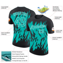 Laden Sie das Bild in den Galerie-Viewer, Uksn Individuelles Schwarz Aqua-Weiß Zerrissen Scharfer Pinselstrich Spritzer Funktions-T-Shirt

