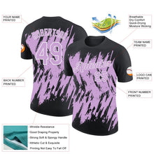 Laden Sie das Bild in den Galerie-Viewer, Uksn Individuelles Schwarz Hellviolett-Weiß Zerrissen Scharfer Pinselstrich Spritzer Funktions-T-Shirt
