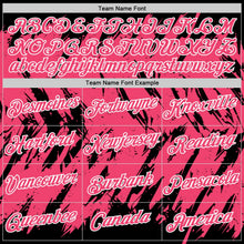 Laden Sie das Bild in den Galerie-Viewer, Uksn Individuelles Schwarz Neonpink-Weiß Zerrissen Scharfer Pinselstrich Spritzer Funktions-T-Shirt
