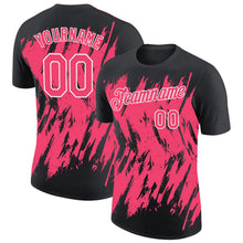 Laden Sie das Bild in den Galerie-Viewer, Uksn Individuelles Schwarz Neonpink-Weiß Zerrissen Scharfer Pinselstrich Spritzer Funktions-T-Shirt
