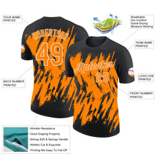 Laden Sie das Bild in den Galerie-Viewer, Uksn Individuelles Schwarz Bay Orange-Weiß Zerrissen Scharfer Pinselstrich Spritzer Funktions-T-Shirt
