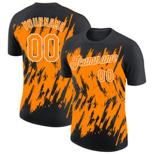 Laden Sie das Bild in den Galerie-Viewer, Uksn Individuelles Schwarz Bay Orange-Weiß Zerrissen Scharfer Pinselstrich Spritzer Funktions-T-Shirt
