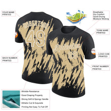 Laden Sie das Bild in den Galerie-Viewer, Uksn Individuelles Schwarz Vegas-Gold-Weiß Zerrissen Scharfer Pinselstrich Spritzer Funktions-T-Shirt
