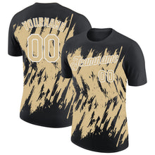 Laden Sie das Bild in den Galerie-Viewer, Uksn Individuelles Schwarz Vegas-Gold-Weiß Zerrissen Scharfer Pinselstrich Spritzer Funktions-T-Shirt
