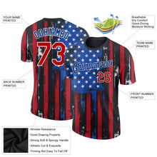 Laden Sie das Bild in den Galerie-Viewer, Uksn Individuelles Schwarz Rot-Royalblau 3D Amerikanische Flagge Fashion Funktions-T-Shirt
