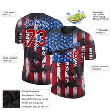 Laden Sie das Bild in den Galerie-Viewer, Uksn Individuelles Schwarz Rot-Weiß 3D Amerikanische Flagge Fashion Funktions-T-Shirt
