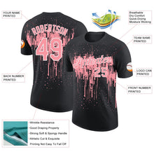 Laden Sie das Bild in den Galerie-Viewer, Uksn Individuelles Schwarz Mittelrosa-Weiß Tropfende Spritzer Farbe Funktions-T-Shirt
