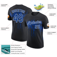 Laden Sie das Bild in den Galerie-Viewer, Uksn Individuelles Schwarz Royalblau-Weiß Tropfende Spritzer Farbe Funktions-T-Shirt
