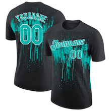 Laden Sie das Bild in den Galerie-Viewer, Uksn Individuelles Schwarz Aqua-Weiß Tropfende Spritzer Farbe Funktions-T-Shirt
