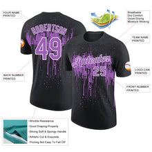 Laden Sie das Bild in den Galerie-Viewer, Uksn Individuelles Schwarz Mittelviolett-Weiß Tropfende Spritzer Farbe Funktions-T-Shirt
