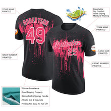 Laden Sie das Bild in den Galerie-Viewer, Uksn Individuelles Schwarz Neonpink-Weiß Tropfende Spritzer Farbe Funktions-T-Shirt
