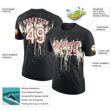 Laden Sie das Bild in den Galerie-Viewer, Uksn Individuelles Schwarz Creme-Karmesinrot Tropfende Spritzer Farbe Funktions-T-Shirt
