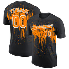 Laden Sie das Bild in den Galerie-Viewer, Uksn Individuelles Schwarz Bay Orange-Weiß Tropfende Spritzer Farbe Funktions-T-Shirt
