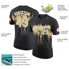 Laden Sie das Bild in den Galerie-Viewer, Uksn Individuelles Schwarz Vegas-Gold-Weiß Tropfende Spritzer Farbe Funktions-T-Shirt
