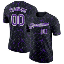 Laden Sie das Bild in den Galerie-Viewer, Uksn Individuelles Schwarz Violett Grau-Weiß Abstrakt Netzwerk Crackle Funktions-T-Shirt
