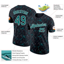 Laden Sie das Bild in den Galerie-Viewer, Uksn Individuelles Schwarz Petrol Grau-Weiß Abstrakt Netzwerk Crackle Funktions-T-Shirt
