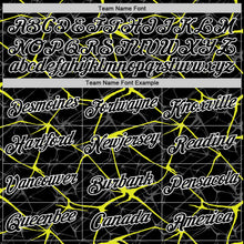 Laden Sie das Bild in den Galerie-Viewer, Uksn Individuelles Schwarz Neongelb Grau-Weiß Abstrakt Netzwerk Crackle Funktions-T-Shirt
