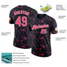 Laden Sie das Bild in den Galerie-Viewer, Uksn Individuelles Schwarz Neonpink Grau-Weiß Abstrakt Netzwerk Crackle Funktions-T-Shirt
