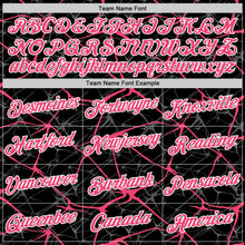 Laden Sie das Bild in den Galerie-Viewer, Uksn Individuelles Schwarz Neonpink Grau-Weiß Abstrakt Netzwerk Crackle Funktions-T-Shirt
