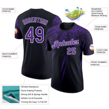 Laden Sie das Bild in den Galerie-Viewer, Uksn Individuelles Schwarz Violett-Weiß Used-Look Kratzer Pinselstrich Funktions-T-Shirt
