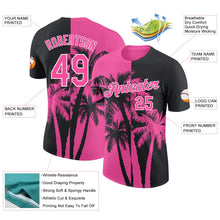 Laden Sie das Bild in den Galerie-Viewer, Uksn Individuelles Schwarz Pink-Weiß Hawaii Tropisch Küstenpalmen Funktions-T-Shirt
