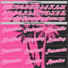 Laden Sie das Bild in den Galerie-Viewer, Uksn Individuelles Schwarz Pink-Weiß Hawaii Tropisch Küstenpalmen Funktions-T-Shirt

