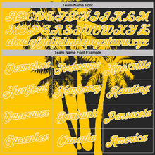 Laden Sie das Bild in den Galerie-Viewer, Uksn Individuelles Schwarz Gelb-Weiß Hawaii Tropisch Küstenpalmen Funktions-T-Shirt
