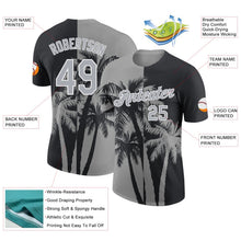Laden Sie das Bild in den Galerie-Viewer, Uksn Individuelles Schwarz Grau-Weiß Hawaii Tropisch Küstenpalmen Funktions-T-Shirt
