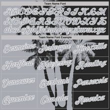 Laden Sie das Bild in den Galerie-Viewer, Uksn Individuelles Schwarz Grau-Weiß Hawaii Tropisch Küstenpalmen Funktions-T-Shirt
