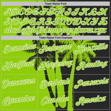 Laden Sie das Bild in den Galerie-Viewer, Uksn Individuelles Schwarz Neongrün-Weiß Hawaii Tropisch Küstenpalmen Funktions-T-Shirt
