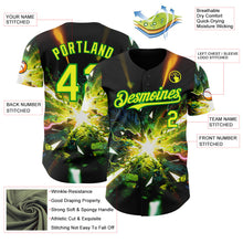 Laden Sie das Bild in den Galerie-Viewer, Uksn Individuelles Schwarz Neongelb-Grasgrün Cyber Tropische Palmen Musikfestival Authentisches Baseball-Trikot
