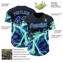 Laden Sie das Bild in den Galerie-Viewer, Uksn Individuelles Schwarz Dunkelviolett-Eisblau Cyber Tropische Palmen Dinosaurier Gothic-Fantasie Authentisches Baseball-Trikot
