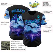 Laden Sie das Bild in den Galerie-Viewer, Uksn Individuelles Schwarz Dunkelviolett-Lakes Blau Cyber Tropische Palmen Gothic-Fantasie Authentisches Baseball-Trikot
