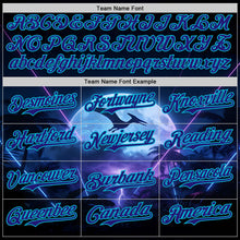 Laden Sie das Bild in den Galerie-Viewer, Uksn Individuelles Schwarz Dunkelviolett-Lakes Blau Cyber Tropische Palmen Gothic-Fantasie Authentisches Baseball-Trikot
