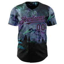 Laden Sie das Bild in den Galerie-Viewer, Uksn Individuelles Schwarz-Mittelviolett Cyber Tropische Palmen Gothic-Fantasie Authentisches Baseball-Trikot
