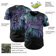 Laden Sie das Bild in den Galerie-Viewer, Uksn Individuelles Schwarz-Mittelviolett Cyber Tropische Palmen Gothic-Fantasie Authentisches Baseball-Trikot
