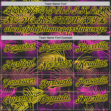 Laden Sie das Bild in den Galerie-Viewer, Uksn Individuelles Schwarz Violett-Hellgelb Cyber Tropische Palmen Musikfestival Authentisches Baseball-Trikot
