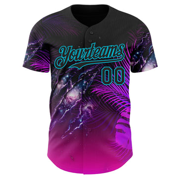 Uksn Individuelles Schwarz Violett-Lakes Blau Cyber Tropische Palmen Gothic-Fantasie Gothic-Fantasie Authentisches Baseball-Trikot
