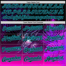 Laden Sie das Bild in den Galerie-Viewer, Uksn Individuelles Schwarz Violett-Lakes Blau Cyber Tropische Palmen Gothic-Fantasie Gothic-Fantasie Authentisches Baseball-Trikot
