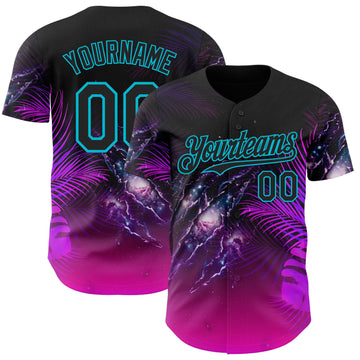Uksn Individuelles Schwarz Violett-Lakes Blau Cyber Tropische Palmen Gothic-Fantasie Gothic-Fantasie Authentisches Baseball-Trikot
