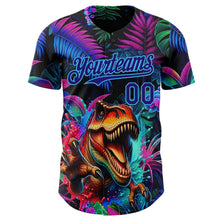 Laden Sie das Bild in den Galerie-Viewer, Uksn Individuelles Schwarz Dunkelviolett-Himmelblau Cyber Tropische Palmen Musikfestival Gothic-Fantasie Authentisches Baseball-Trikot
