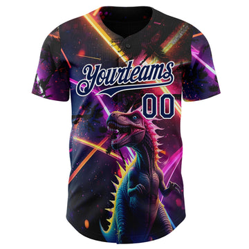 Uksn Individuelles Schwarz Marineblau Violett-Weiß Cyber Tropische Palmen Musikfestival Gothic-Fantasie Authentisches Baseball-Trikot