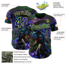 Laden Sie das Bild in den Galerie-Viewer, Uksn Individuelles Schwarz Dunkelviolett-Neongrün Cyber Tropische Palmen Musikfestival Gothic-Fantasie Authentisches Baseball-Trikot
