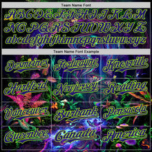 Laden Sie das Bild in den Galerie-Viewer, Uksn Individuelles Schwarz Dunkelviolett-Neongrün Cyber Tropische Palmen Musikfestival Gothic-Fantasie Authentisches Baseball-Trikot
