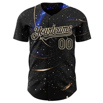 Uksn Individuelles Schwarz-Creme Galaxie Stern Authentisches Baseball-Trikot