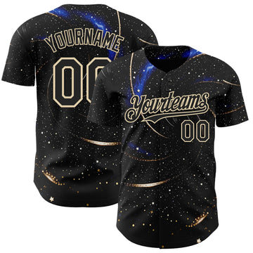 Uksn Individuelles Schwarz-Creme Galaxie Stern Authentisches Baseball-Trikot