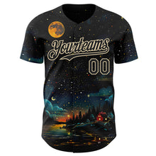 Laden Sie das Bild in den Galerie-Viewer, Uksn Individuelles Schwarz-Creme Galaxie Stern Authentisches Baseball-Trikot
